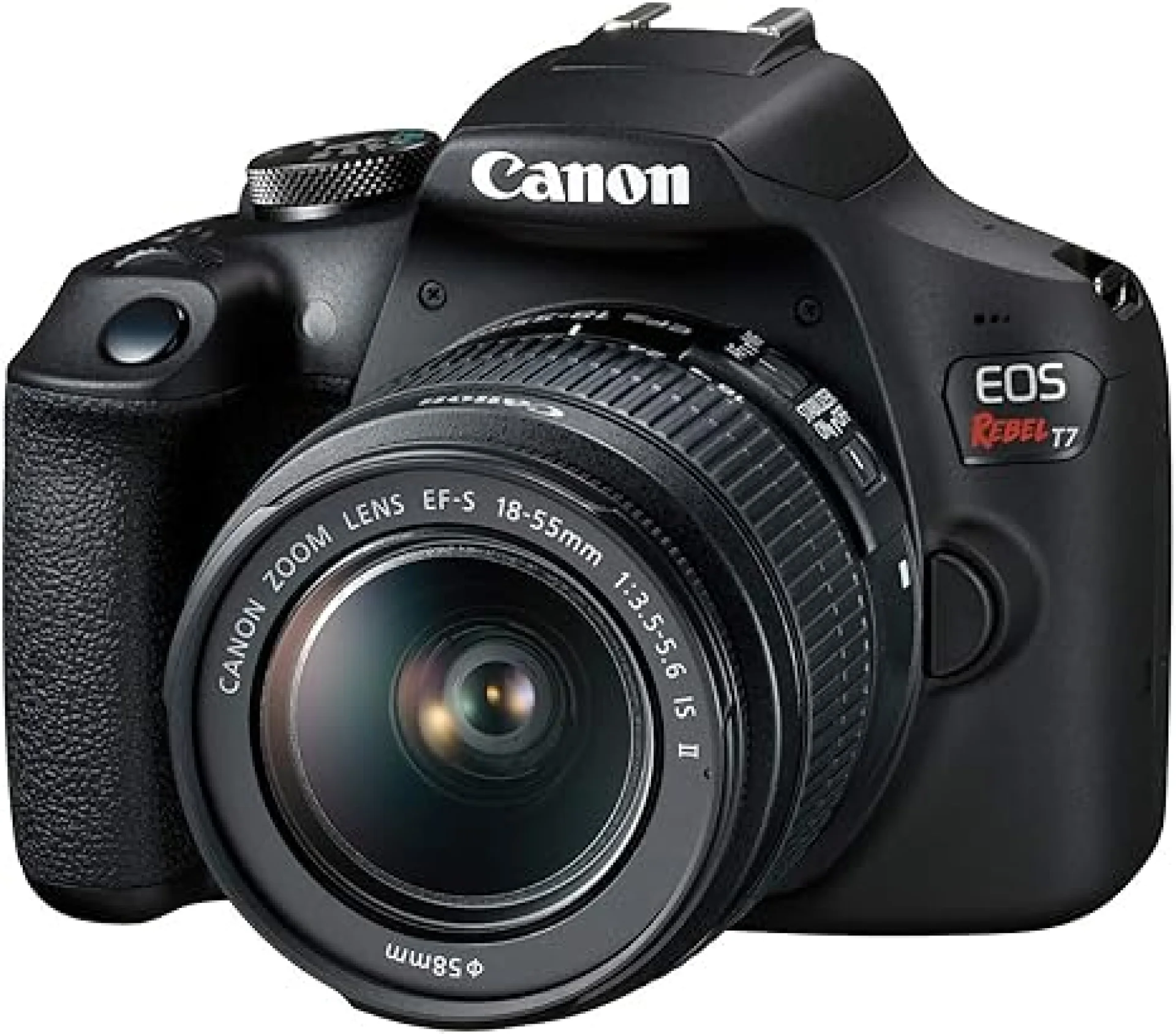 كاميرا Canon EOS Rebel T7 DSLR مع عدسة 18-55 مم | واي فاي مدمج | مستشعر CMOS بدقة 24.1 ميجا بكسل | معالج صور DIGIC 4+ ومقاطع فيديو عالية الدقة بالكامل