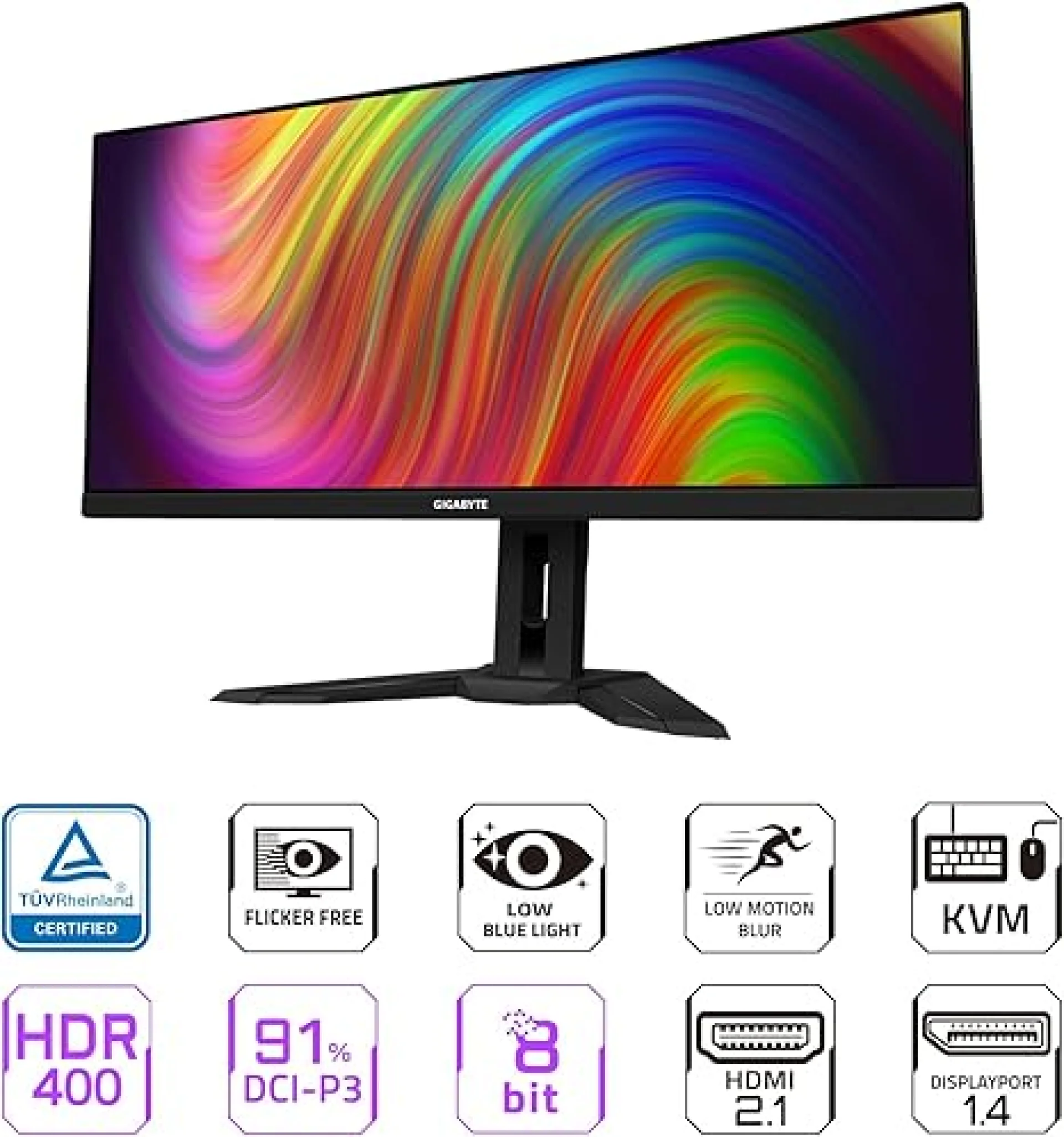 Gigabyte M34WQ | شاشة 34 بوصة UWQHD 144Hz 1ms HDR400 IPS KVM