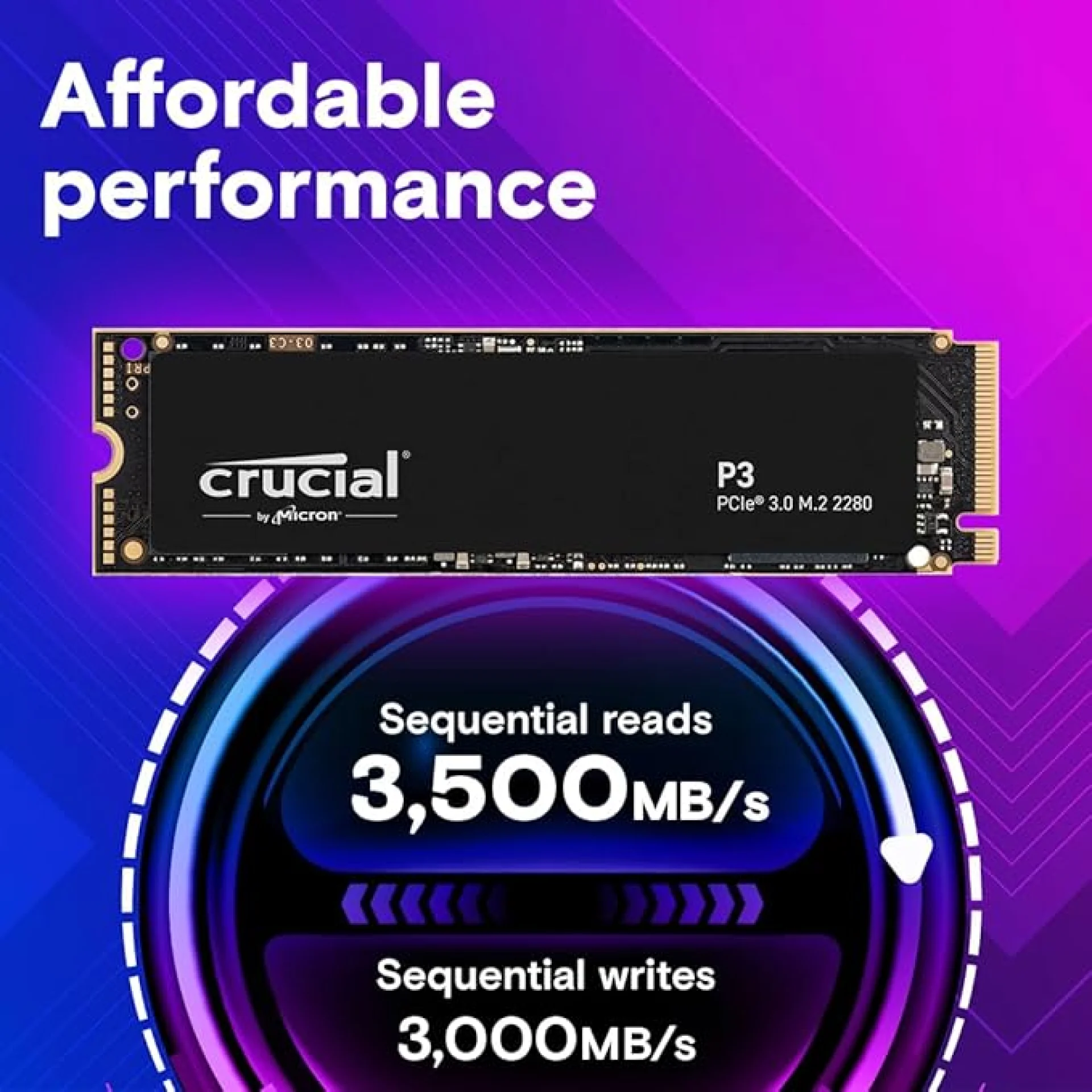 Crucial P3 500GB 3D NAND NVMe PCIe M.2 SSD