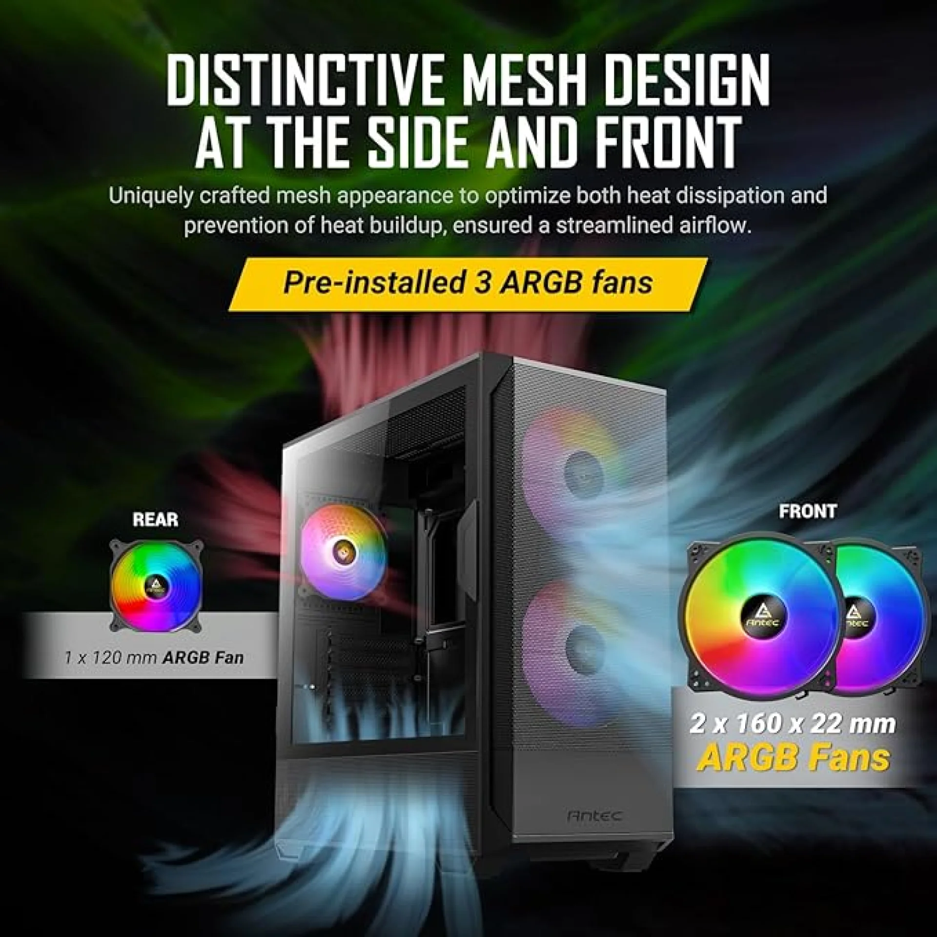 Antec NX416L Mid-Tower ATX Gaming Case RGB Black