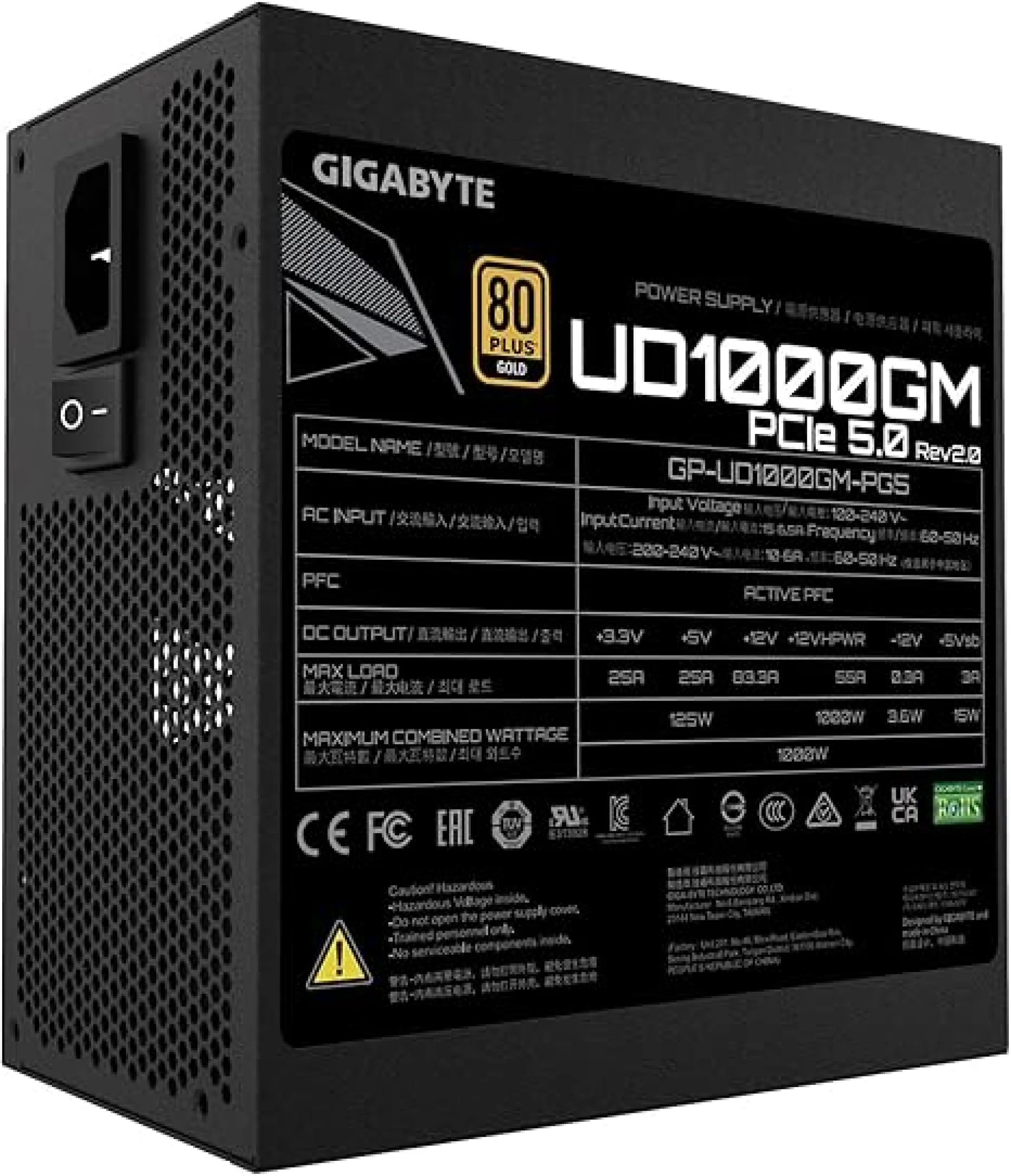 Gigabyte UD 1000GM PGS 1000W PCIe 5.0 Ready 80 PLUS Gold Power Supply