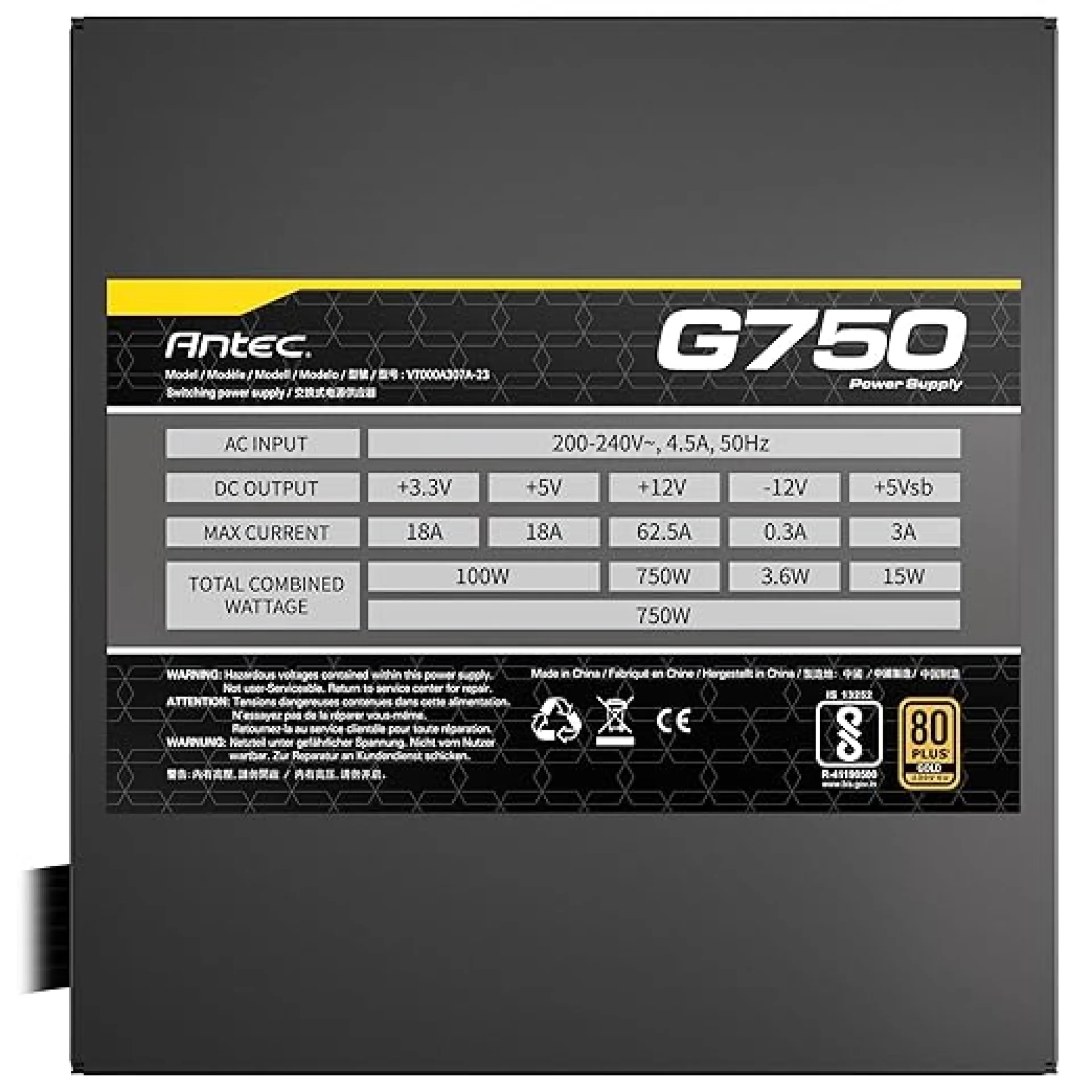 Antec GSK 750 ATX E1 Ready Full Modular 80 Plus Gold Power Supply