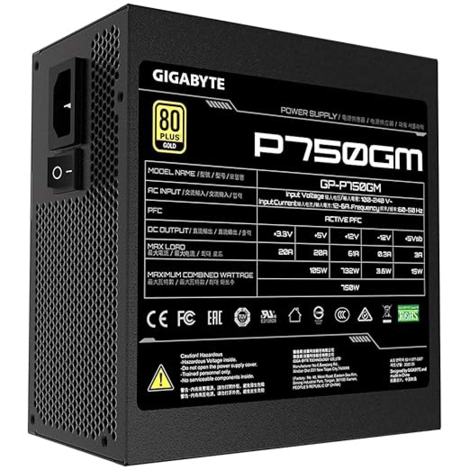 Gigabyte P750GM 750W 80 Plus Gold Fully Modular Power Supply