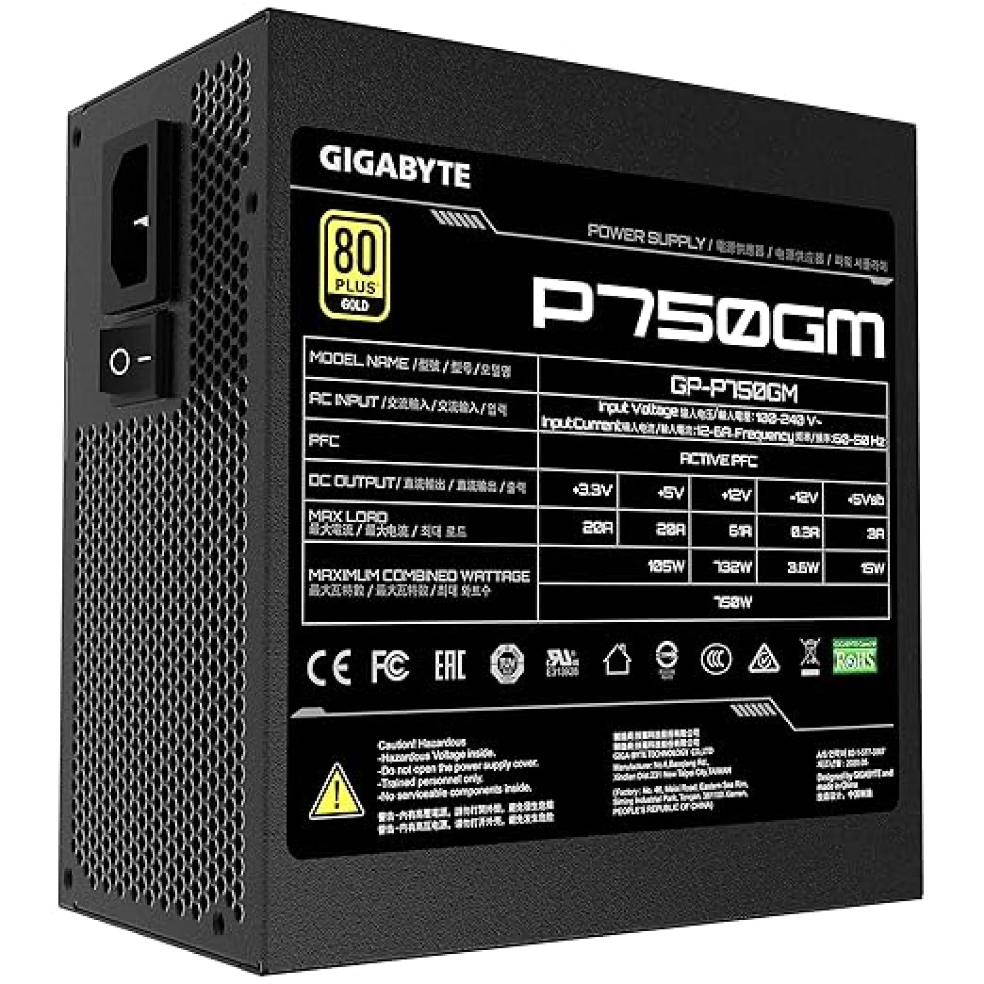 Gigabyte P750GM 750W 80 Plus Gold Fully Modular Power Supply