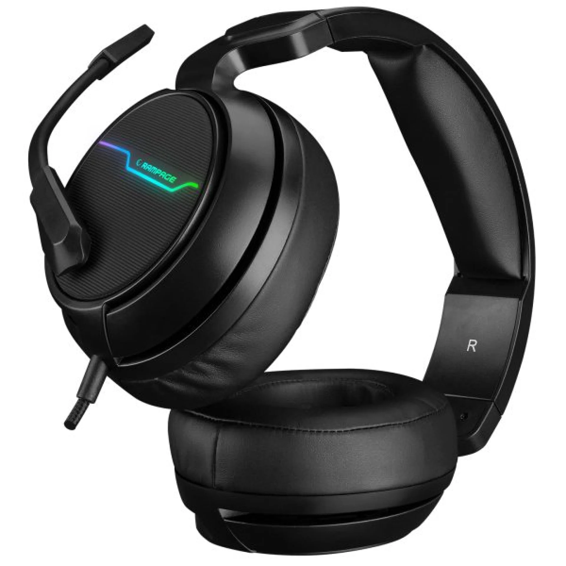 Rampage RGW9 COMFORT Black USB 7.1 Surround Sound RGB Gaming Headset with Microphone (30436)