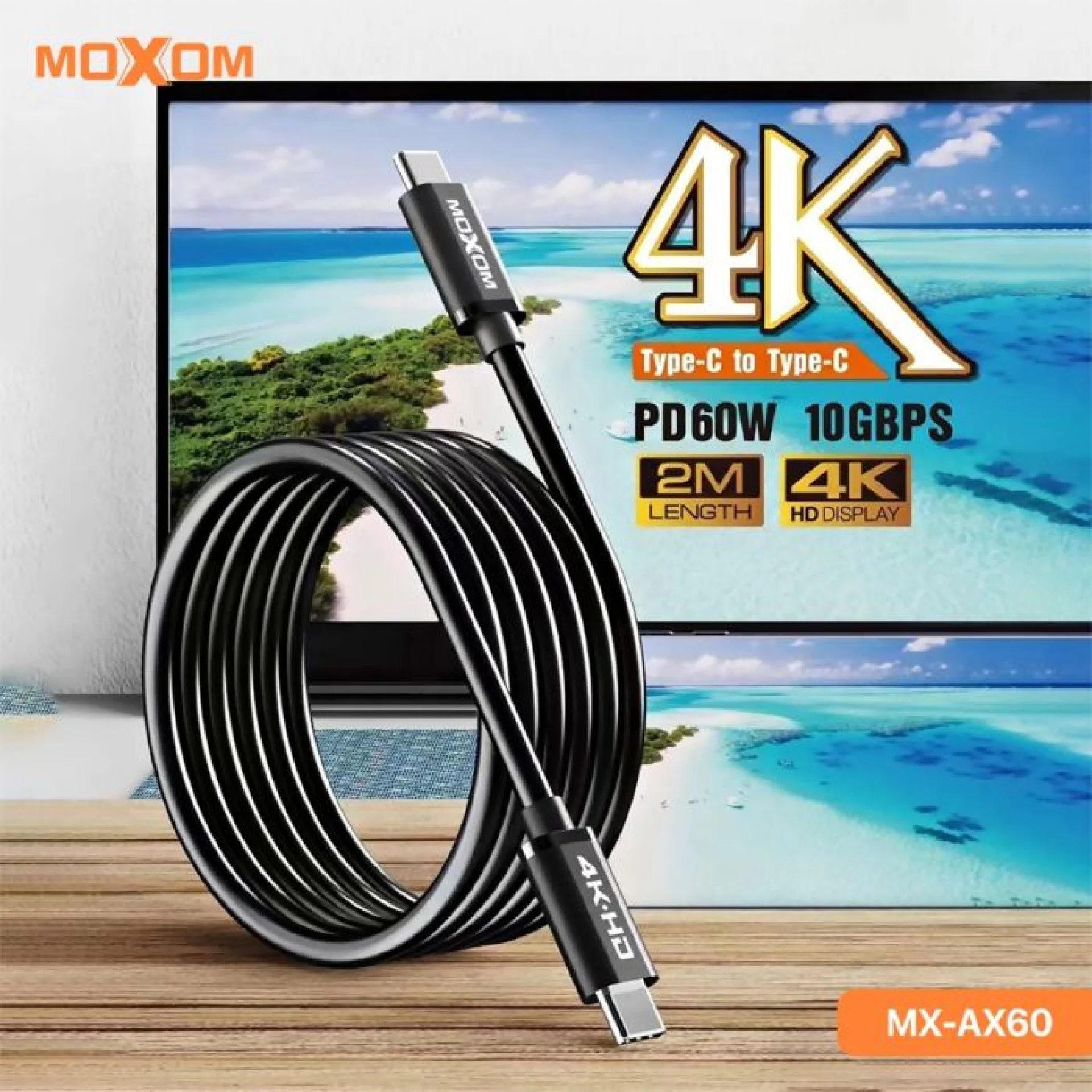 كيبل موكسوم MX-AX60 60W PD 4K 2m