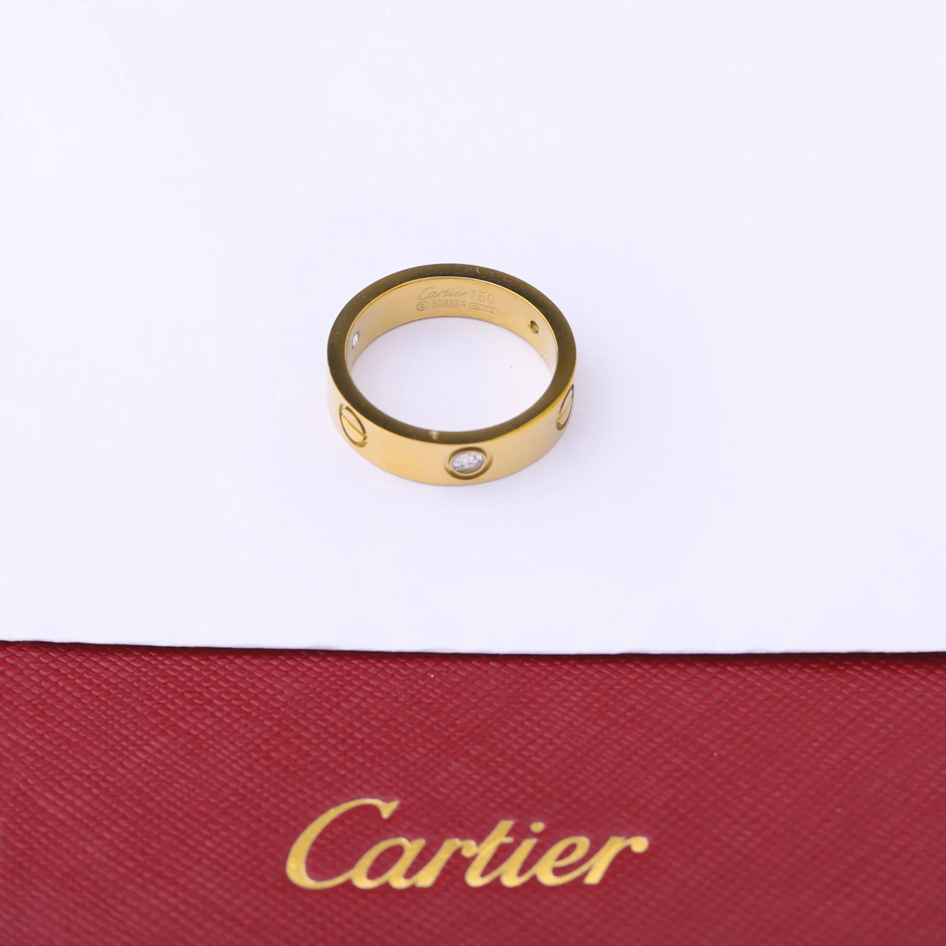 خاتم كارتير ذهبي وفضي  زركون - Cartier Ring Love