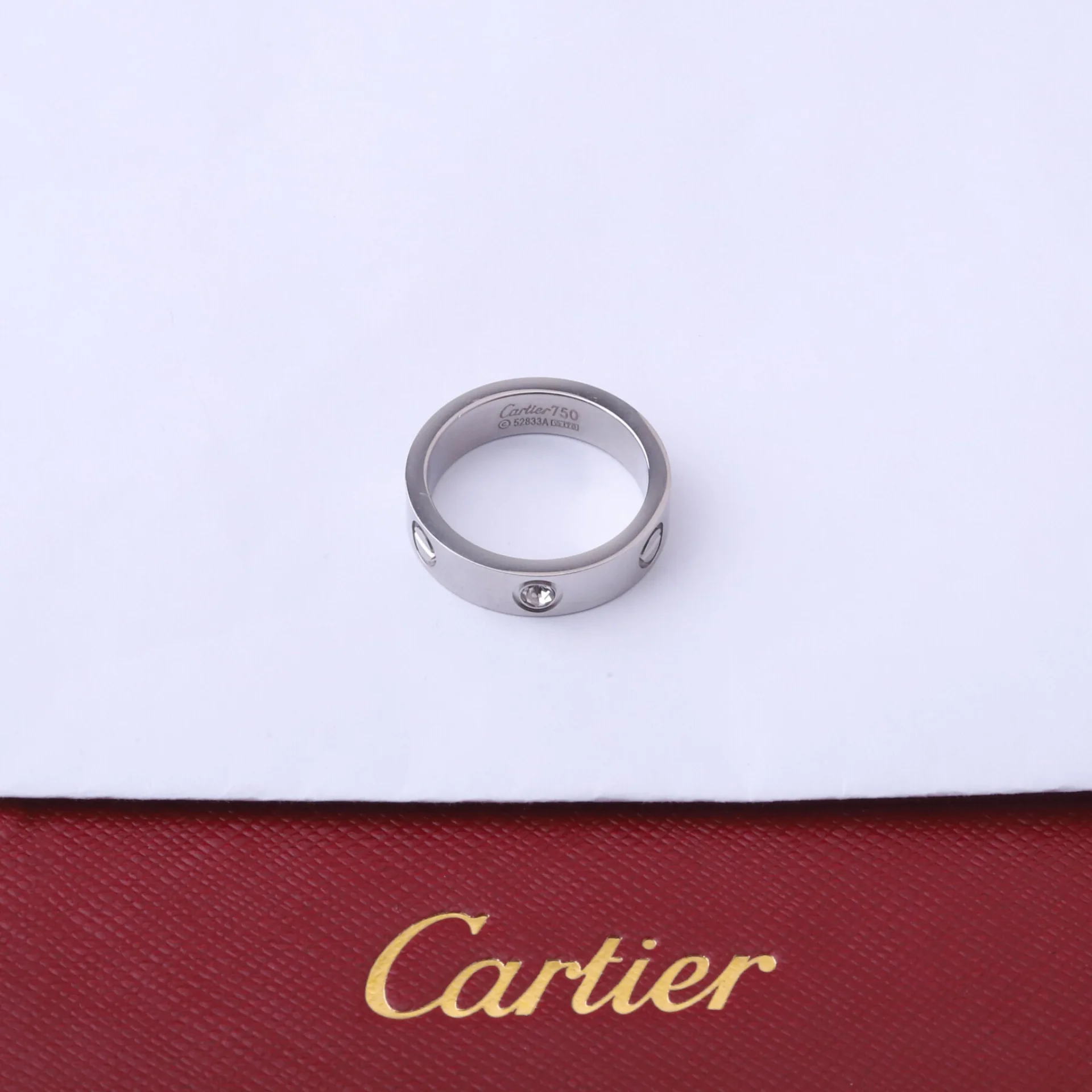 خاتم كارتير ذهبي وفضي  زركون - Cartier Ring Love