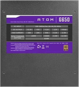 Antec Atom G650 650W 80 Plus Gold Semi-Modular Power Supply