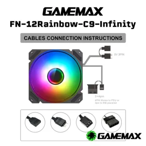 GAME MAX FN-12 RAINBOW C9 - مروحة كمبيوتر RGB