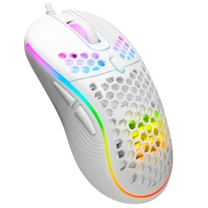 Rampage SMX-R85 GENTLE 6400dpi White RGB Led Super Light , Sunplus 6651, 8D, Programable Gaming Mouse (34576)