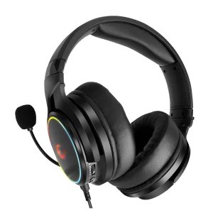 Rampage RM-K81 DELUXE Black 7.1 Surround Bluetooth RGB Led Rechargeable Gaming Headset Retractable Mic Foldable Earpads (34848