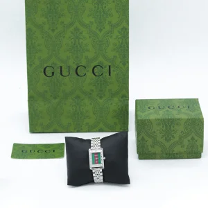 ساعة GUCCI فضي اخضر و احمر