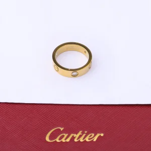 خاتم كارتير ذهبي وفضي  زركون - Cartier Ring Love