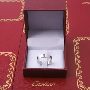 خاتم كارتير ذهبي وفضي  زركون - Cartier Ring Love